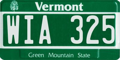VT license plate WIA325