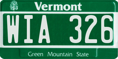 VT license plate WIA326