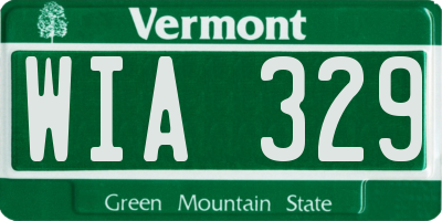 VT license plate WIA329