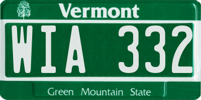 VT license plate WIA332