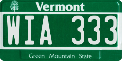 VT license plate WIA333