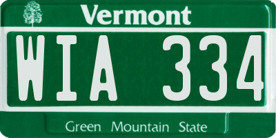 VT license plate WIA334