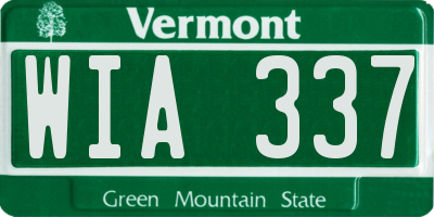 VT license plate WIA337