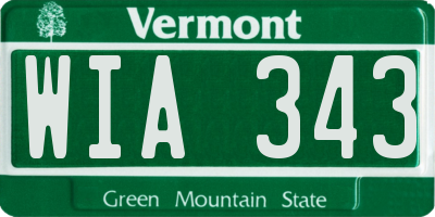 VT license plate WIA343