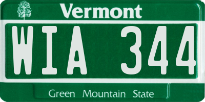 VT license plate WIA344