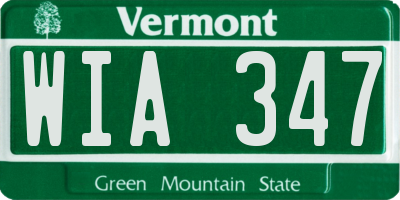 VT license plate WIA347