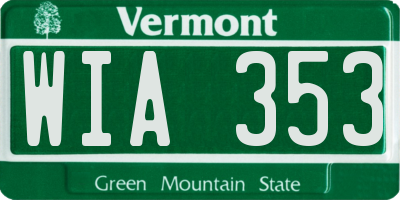 VT license plate WIA353
