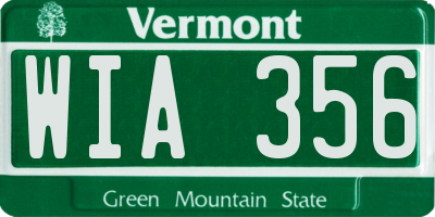 VT license plate WIA356