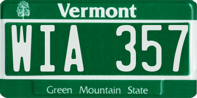 VT license plate WIA357
