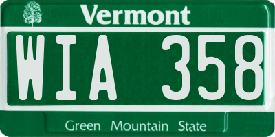 VT license plate WIA358