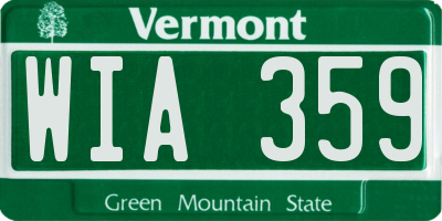 VT license plate WIA359