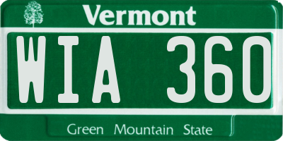 VT license plate WIA360