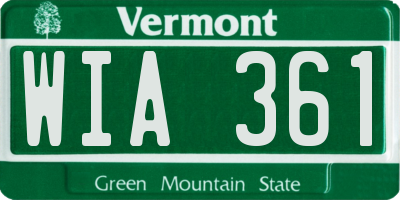 VT license plate WIA361