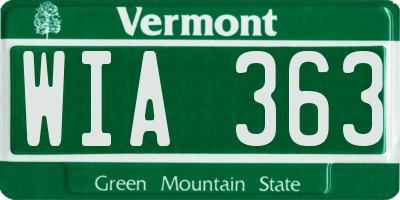 VT license plate WIA363