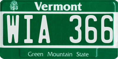 VT license plate WIA366