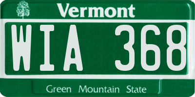 VT license plate WIA368
