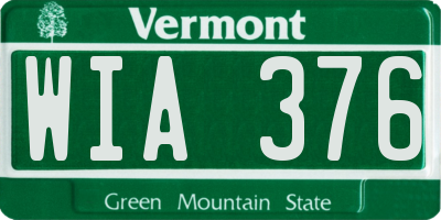 VT license plate WIA376