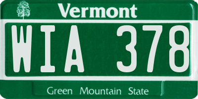 VT license plate WIA378