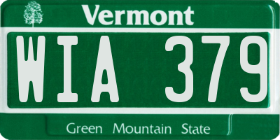 VT license plate WIA379