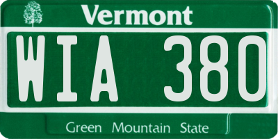 VT license plate WIA380