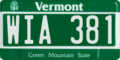 VT license plate WIA381