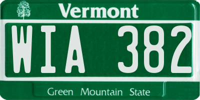 VT license plate WIA382