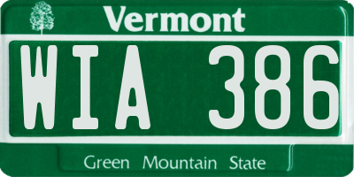 VT license plate WIA386