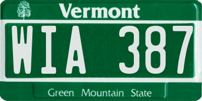 VT license plate WIA387