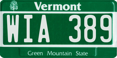 VT license plate WIA389