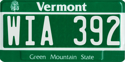 VT license plate WIA392