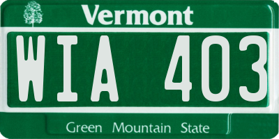 VT license plate WIA403