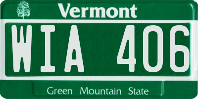 VT license plate WIA406