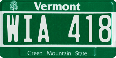 VT license plate WIA418