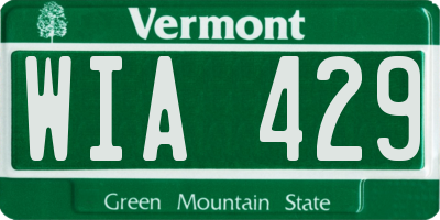 VT license plate WIA429
