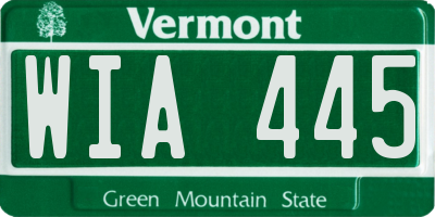 VT license plate WIA445