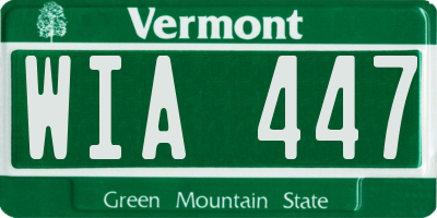 VT license plate WIA447