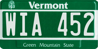 VT license plate WIA452