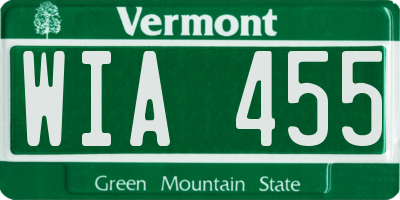 VT license plate WIA455