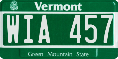 VT license plate WIA457