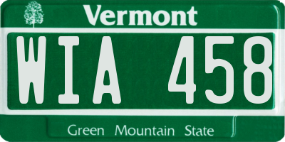 VT license plate WIA458