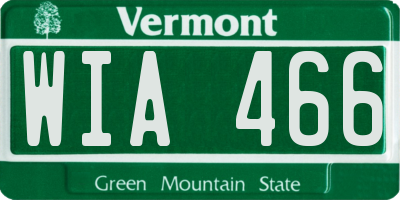 VT license plate WIA466