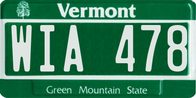 VT license plate WIA478