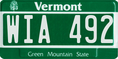 VT license plate WIA492