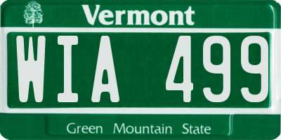 VT license plate WIA499