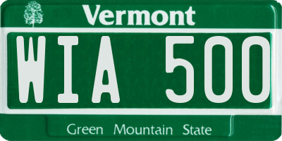 VT license plate WIA500