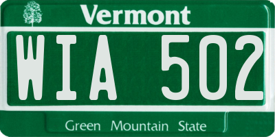 VT license plate WIA502