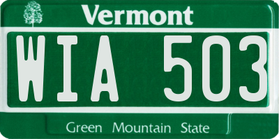 VT license plate WIA503