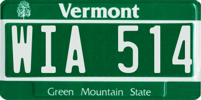 VT license plate WIA514