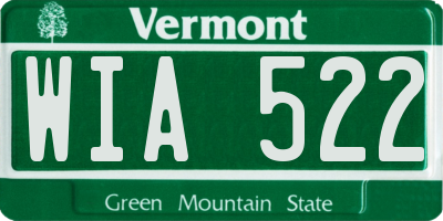VT license plate WIA522