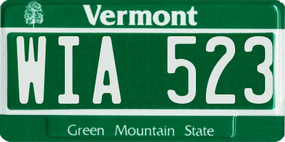 VT license plate WIA523